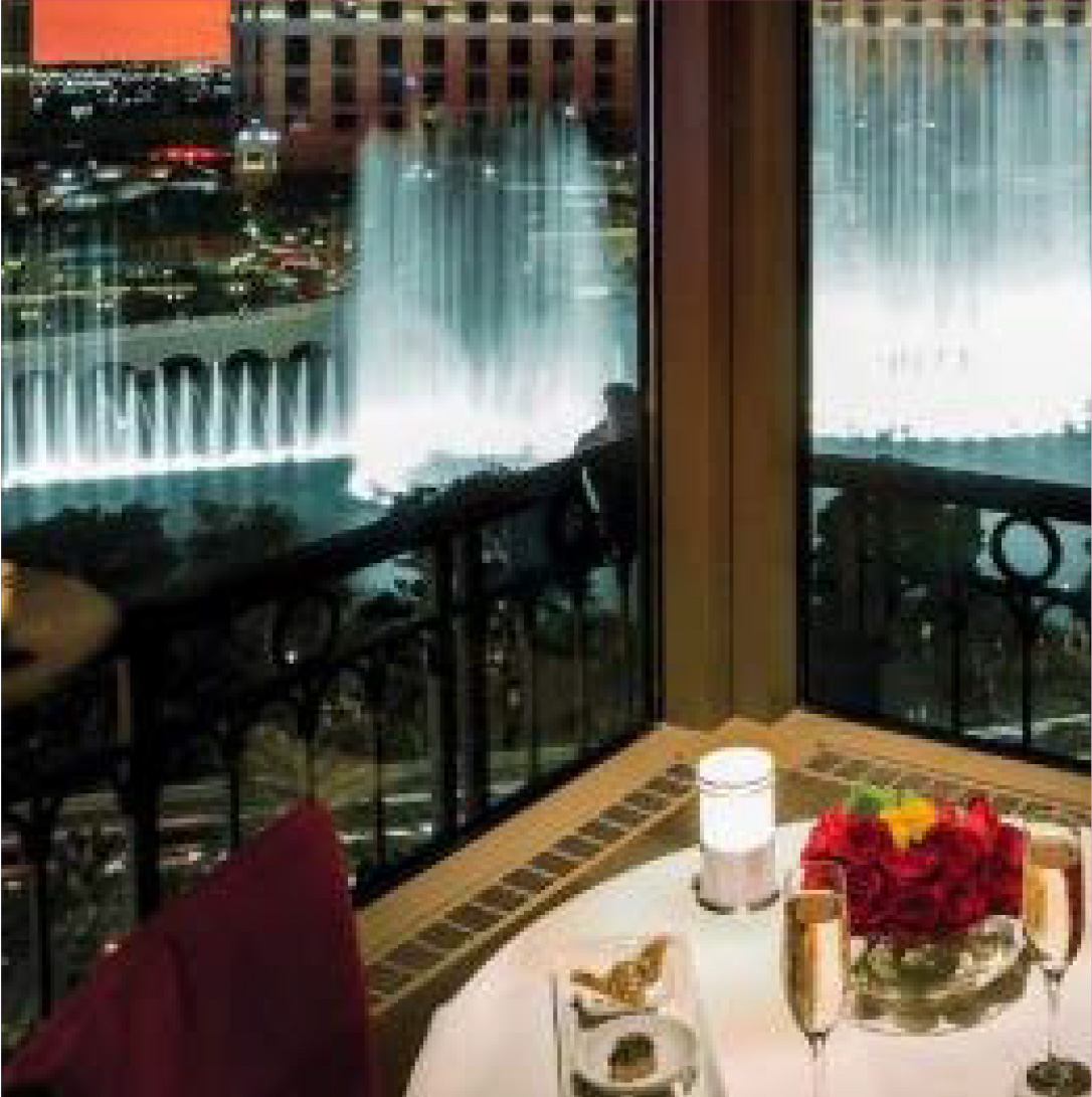 Restaurant with view of Bellagio Fountains